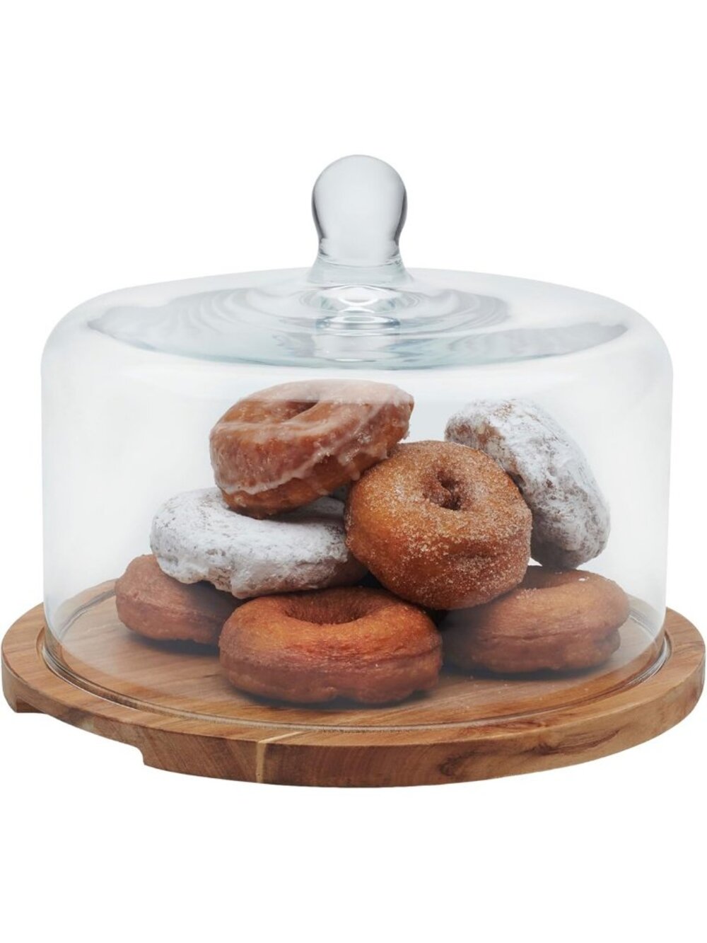 Elegant Acacia Wood Cake Stand with Glass Dome Lid, Stylish Pastry Holder